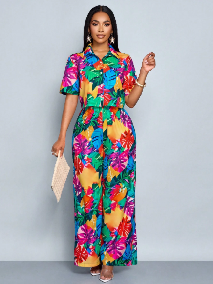 SOLERSUN Tropical Print Two-Piece Vacation Set
