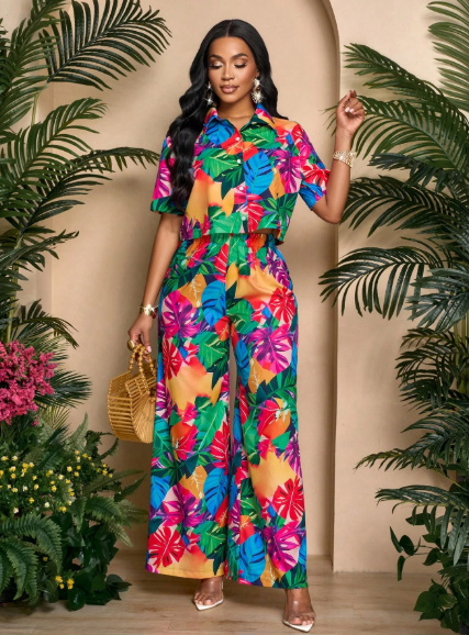 SOLERSUN Tropical Print Two-Piece Vacation Set