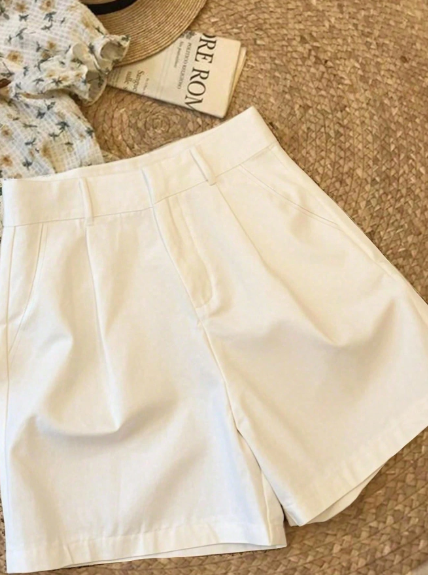 INAWLY Women's Plaid Casual Business Shorts Set (Belt Not Included)