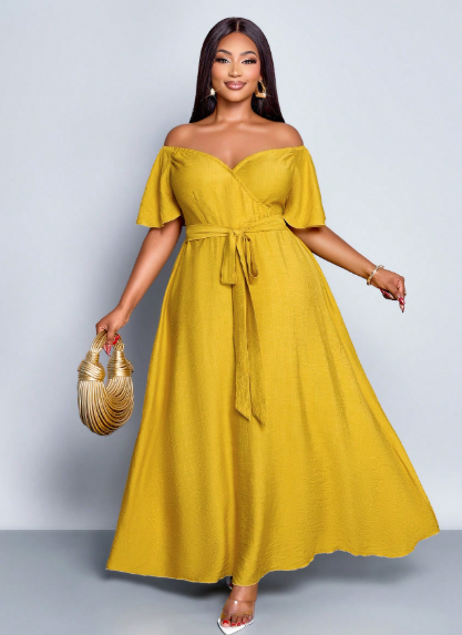 SOLERSUN Off-Shoulder Tie-Waist Midi Dress
