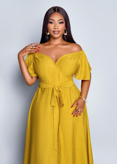 SOLERSUN Off-Shoulder Tie-Waist Midi Dress