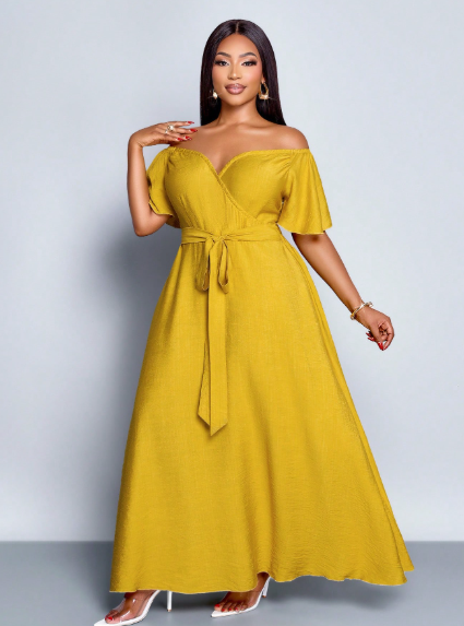 SOLERSUN Off-Shoulder Tie-Waist Midi Dress