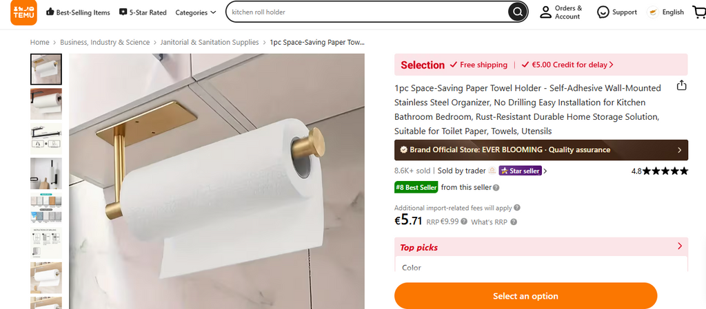 Stainless Steel Under Cabinet Paper Towel Holder