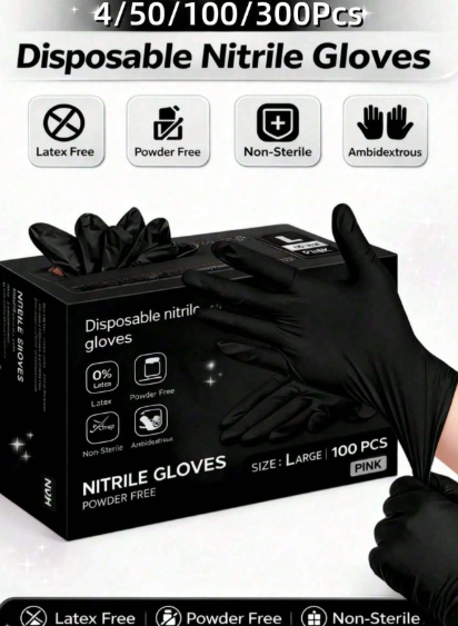 Black Disposable Nitrile Gloves (20/50/100 Pack)