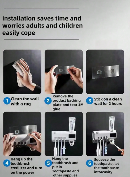 1Pc White Smart Toothbrush Sterilizer and Holder