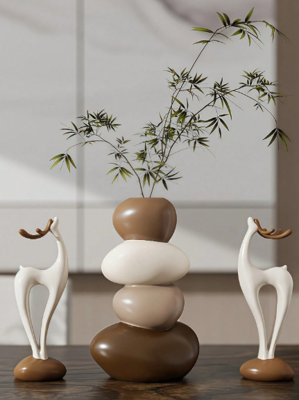 Modern Decorative Resin Stone Vase Set (3 Pieces)
