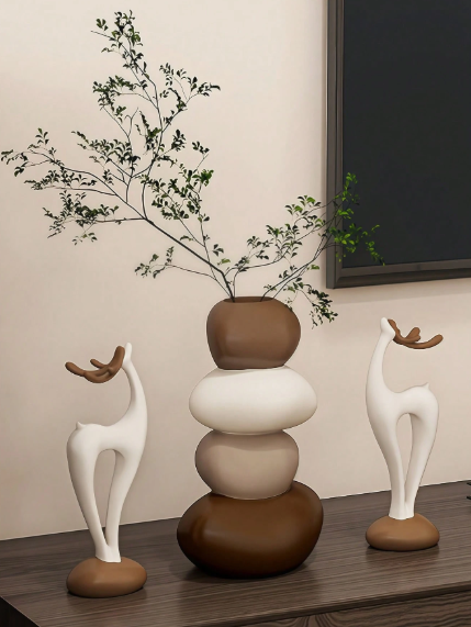Modern Decorative Resin Stone Vase Set (3 Pieces)