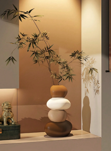 Modern Decorative Resin Stone Vase Set (3 Pieces)