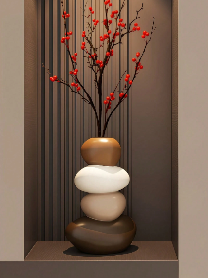 Modern Decorative Resin Stone Vase Set (3 Pieces)