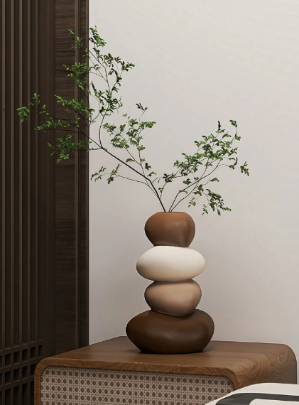 Modern Decorative Resin Stone Vase Set (3 Pieces)
