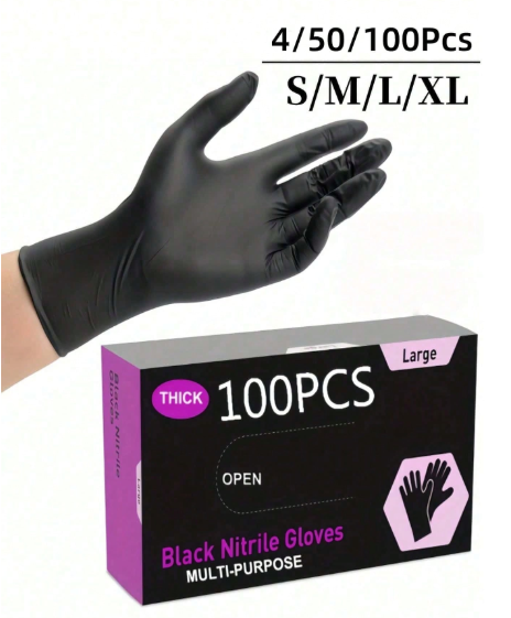 Disposable Black Nitrile Gloves (100 Pack)