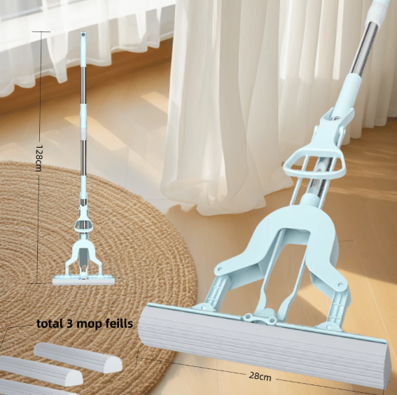 Self-Wringing Sponge Roller Mop