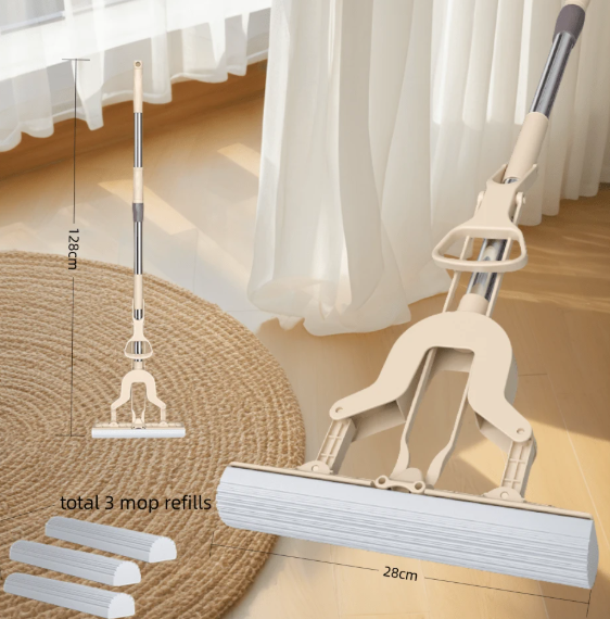 Self-Wringing Sponge Roller Mop