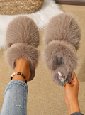 Women's Plush Faux Fur Home Slippers