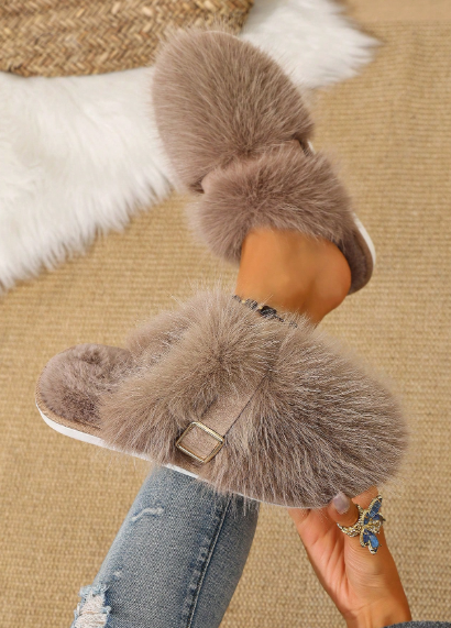 Women's Plush Faux Fur Home Slippers