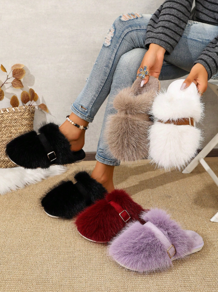 Women's Plush Faux Fur Home Slippers
