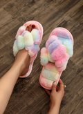 Women's Rainbow Plush Cross-Band Slippers