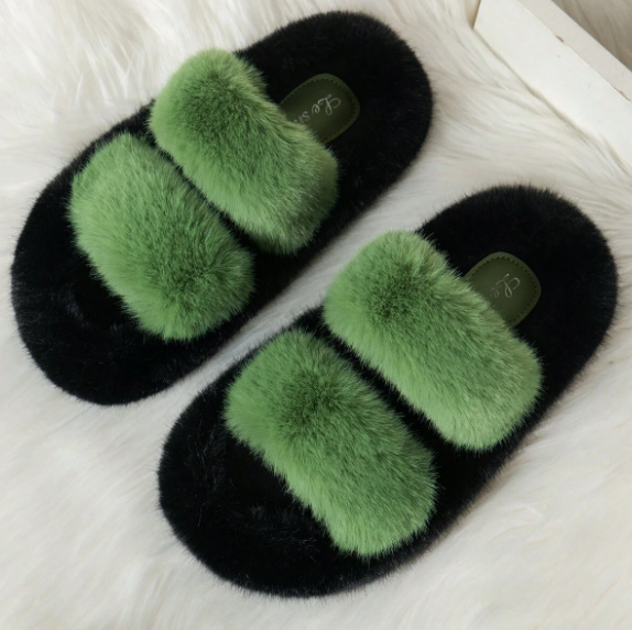 Women's Two-Tone Plush House Slippers
