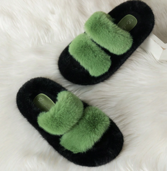 Women's Two-Tone Plush House Slippers