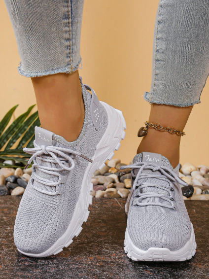 Women's All-White Breathable Knit Sneakers