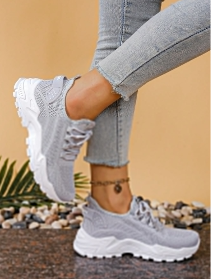 Women's All-White Breathable Knit Sneakers