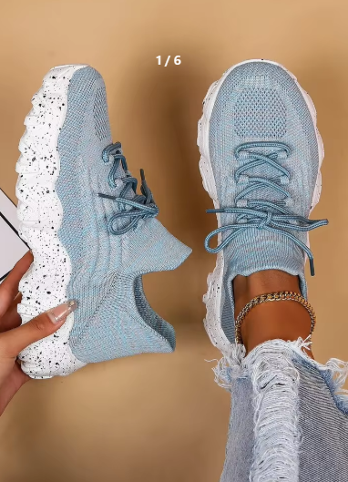Women's All-White Breathable Knit Sneakers