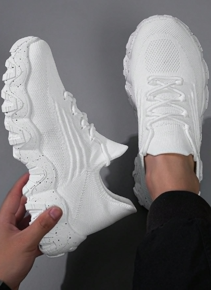 Women's All-White Breathable Knit Sneakers